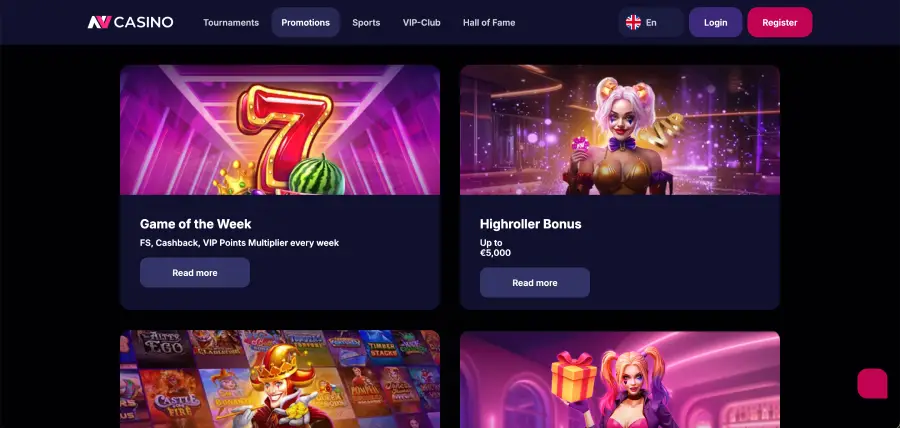 NV Casino Cashback Bonus NV Casino Cashback Bonus Promotion bis 10 Prozent