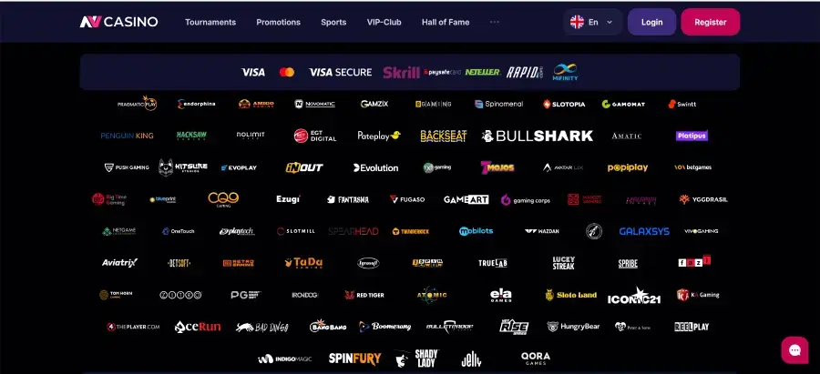 NV Casino Zahlungsanbieter und Payment Logos